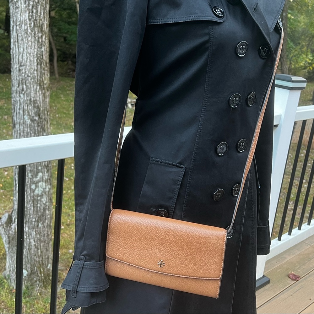 🔥Tory Burch 🔥Robinson Pebbled Leather Mini Flap  Crossbody Wallet with Gold